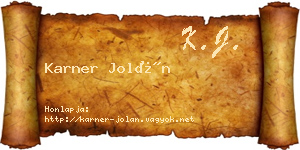 Karner Jolán névjegykártya