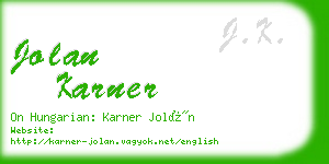 jolan karner business card